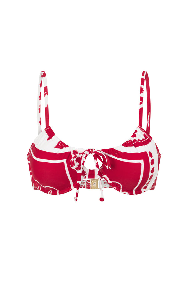 Red Voyage Print Strappy Nisi Balconette Bikini Top