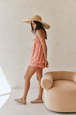 Peach Adjustable Strappy Front Tie Jetta Top