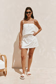 White Cotton Mini Pocket Aaliyah Skirt
