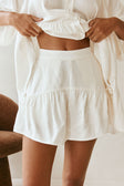 White High Waist Gathered Flounce Panel Luna Shorts