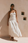 White Pleated Flounce Maxi Viviana Skirt