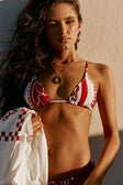 Red Voyage Print Strappy Nusa Tri Bikini Top