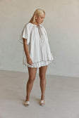 White Short Sleeve Frill Ciri Blouse