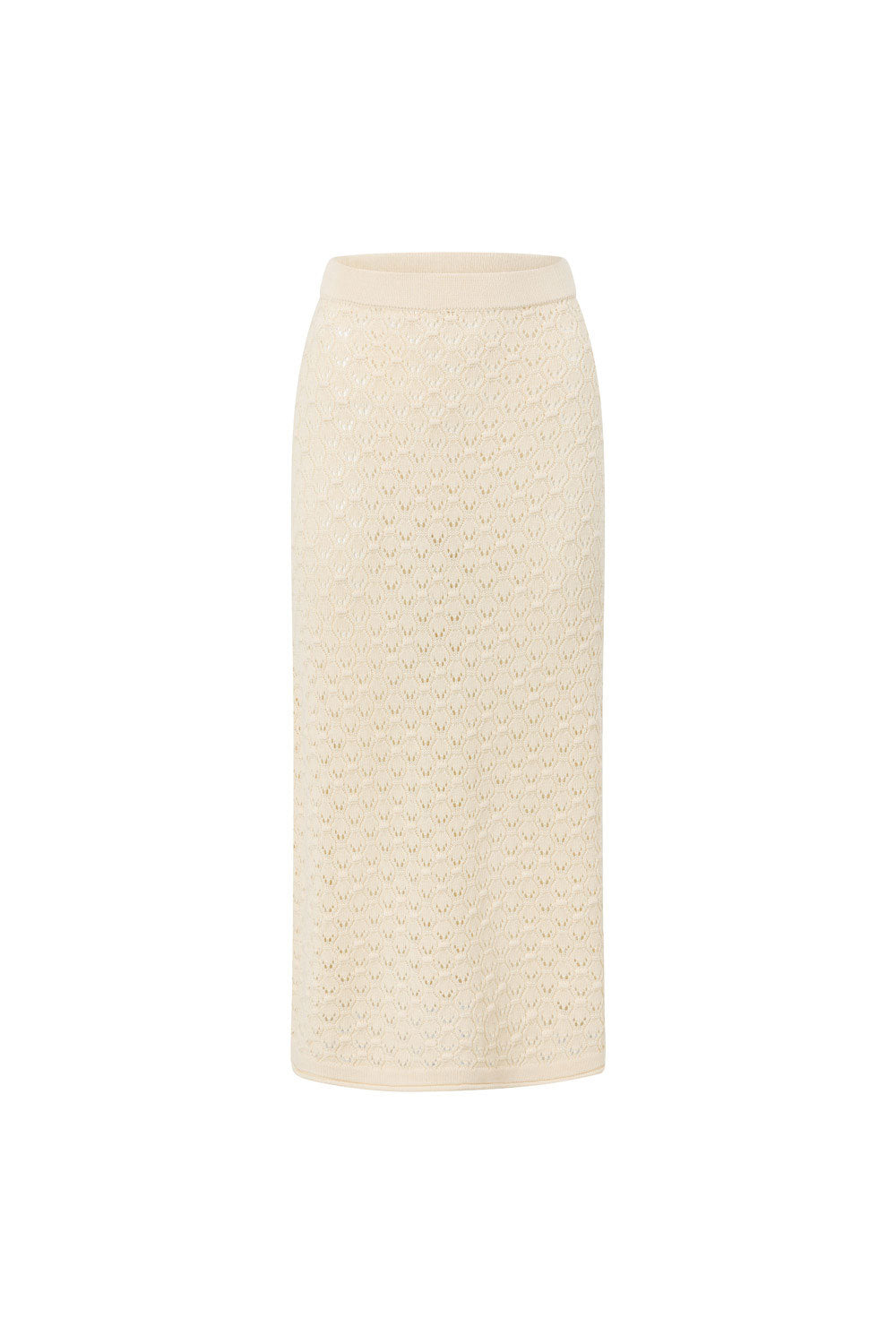 Cream Crochet Knit Elastic A Line Maxi Ophelia Skirt