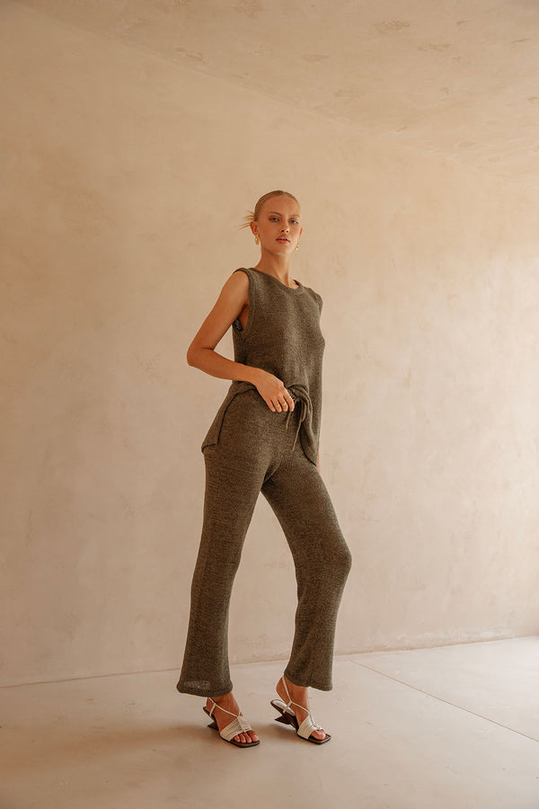 Olive Green Drawstring Louka Pants