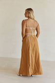Tan Panel Flouncy Maxi Avala Dress