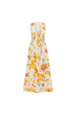 White Agalia Floral Print V Neck Maxi Clover Dress