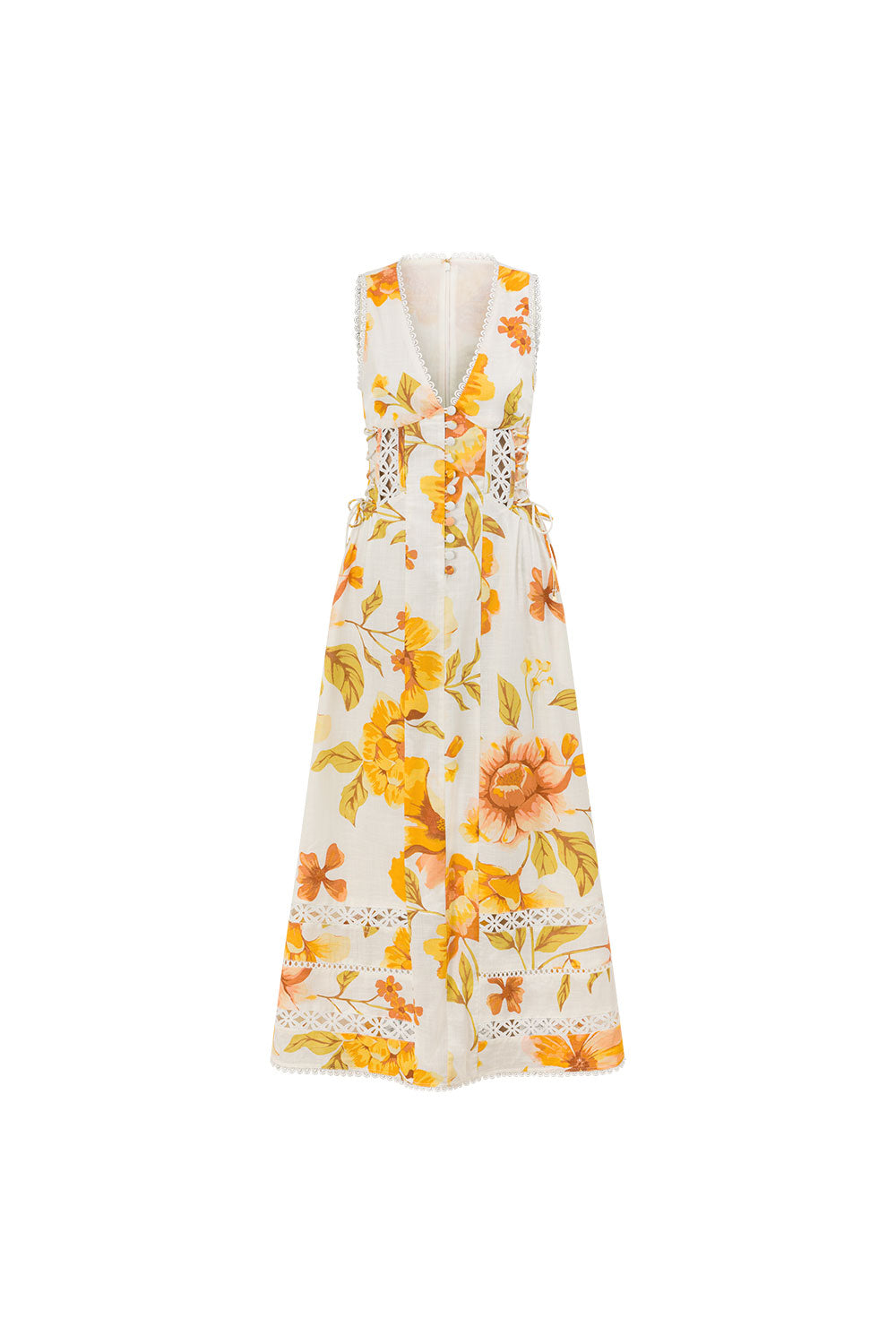 White Agalia Floral Print V Neck Maxi Clover Dress