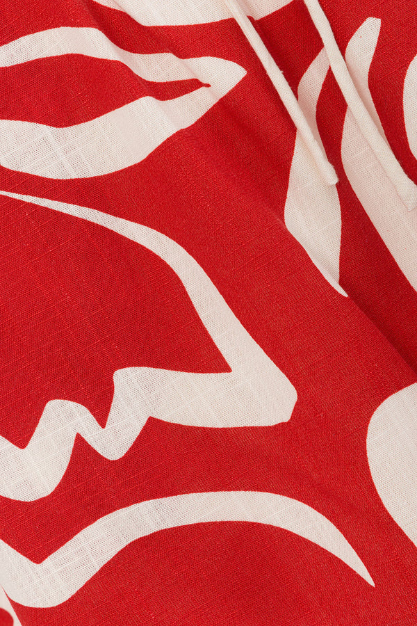 Red Fila Rouge Floral Print Drawstring Skirt