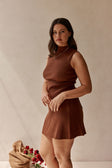 Gingerbread Brown Knit Asymmetric Ellamay Top