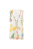 Izabelle V Neck Button Up Top - White, Yellow, Green & Blue Aesta Floral Print