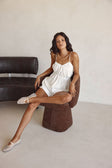 White Thin Strap Ruched Detail Octavia Top