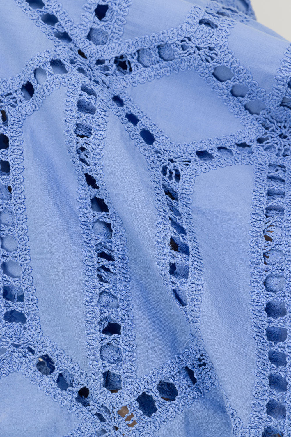 Blue Cotton Cutwork Button Up Alyce Shirt