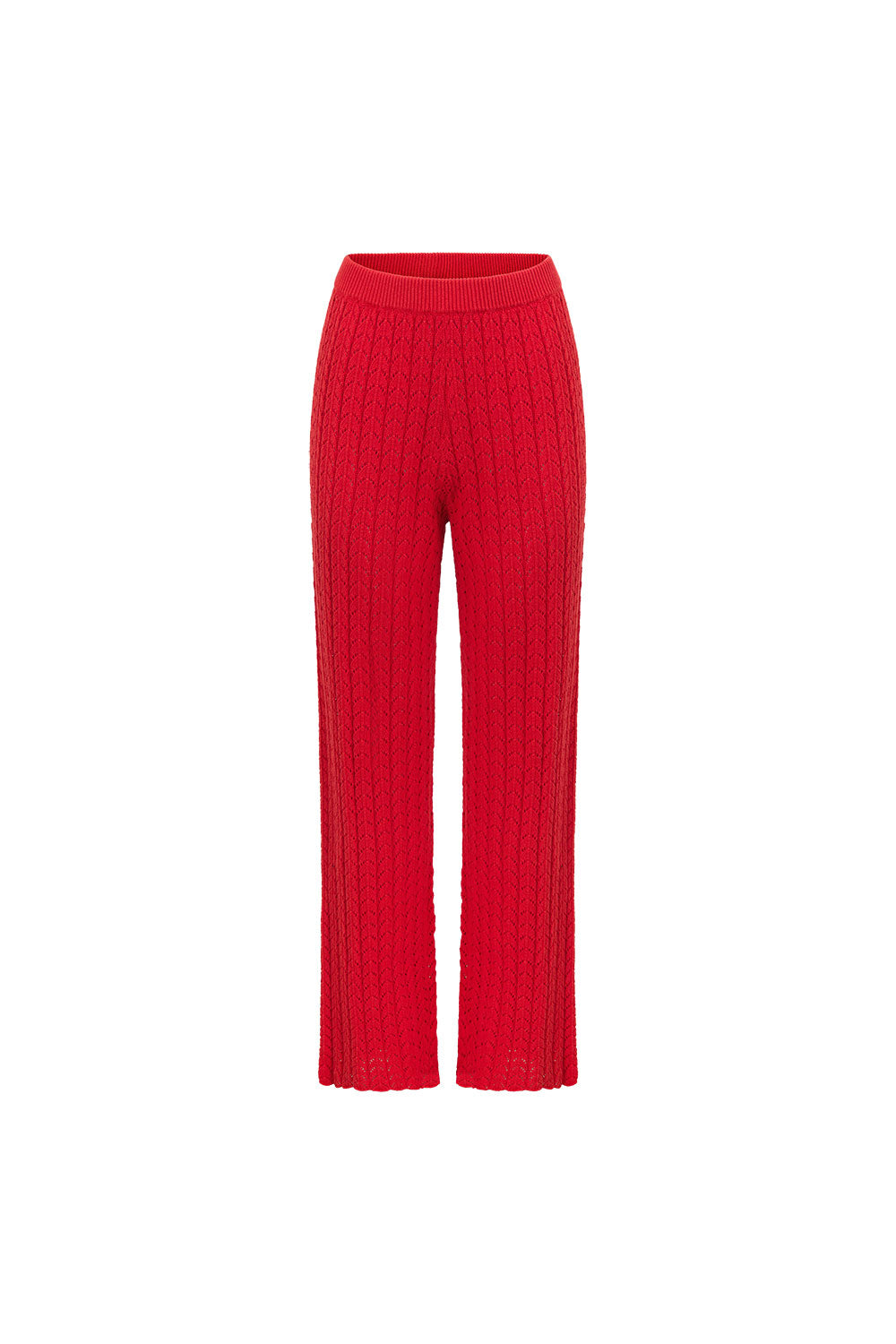 Red Cotton Knit High Waist Athena Pants