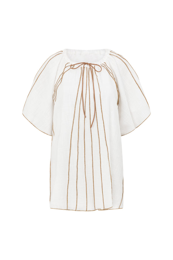 White Short Sleeve Frill Ciri Blouse
