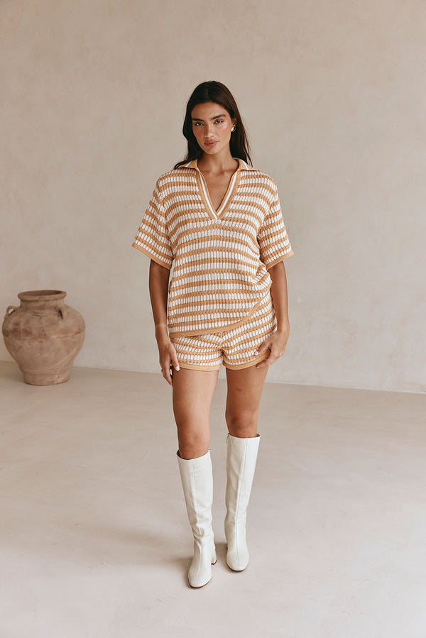 Orange Knit Elastic Josie Shorts