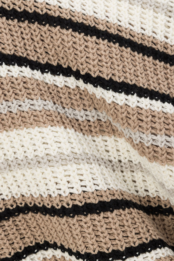 Tan and White Stripe Knit Java Top