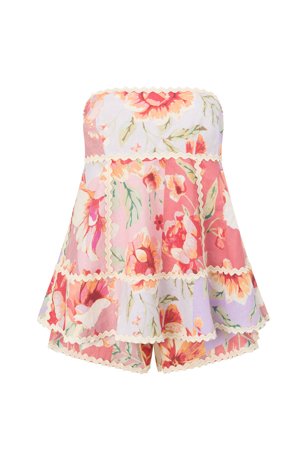 Pink Desert Rose Print Strapless Hera Playsuit