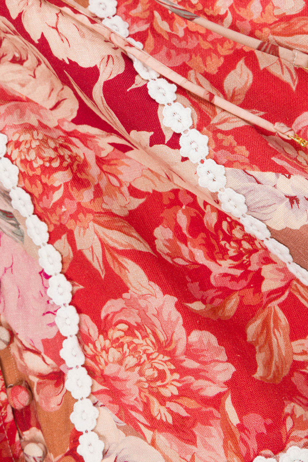 Red Floral Solafleur Lace Up Mini Camille Dress