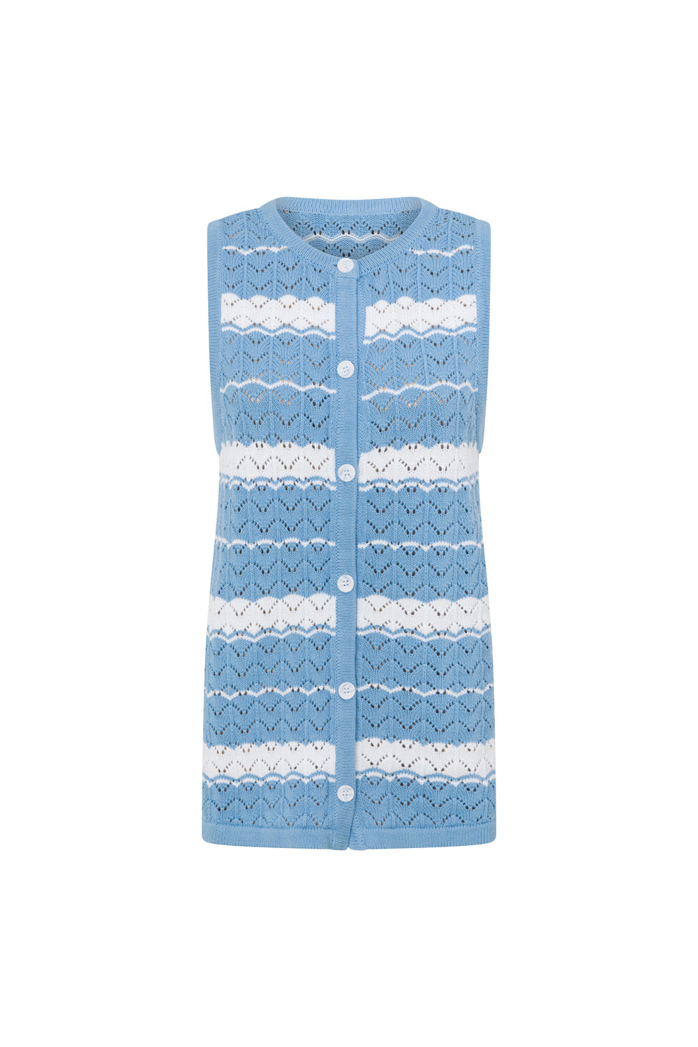 Blue and White Stripe Button Up Mailyn Top