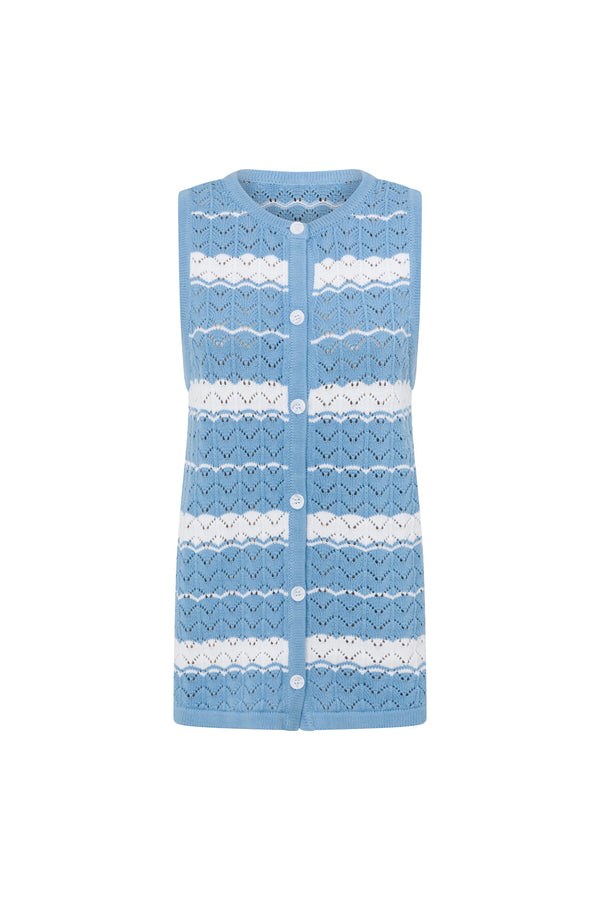 Blue and White Stripe Button Up Mailyn Top