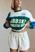 Cream and Green Terry Vintage Oversized York Sweater