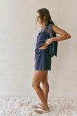 Dark Blue Denim Elastic Drawstring Elixir Shorts
