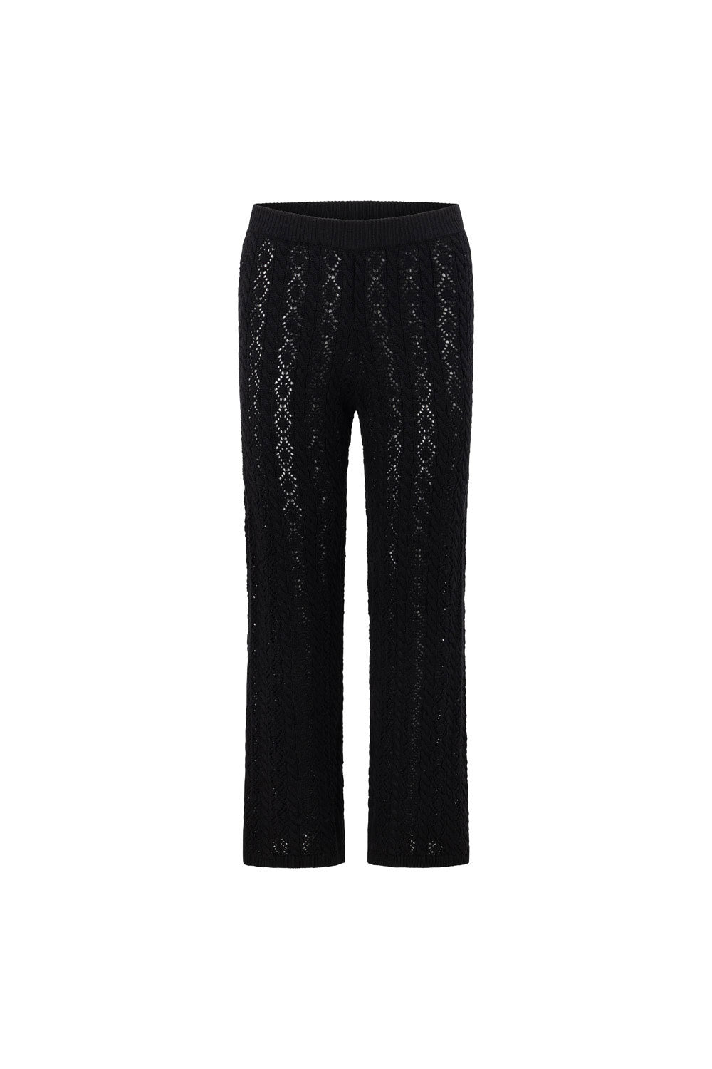 Black Crochet Knit High Waist Cierra Pants