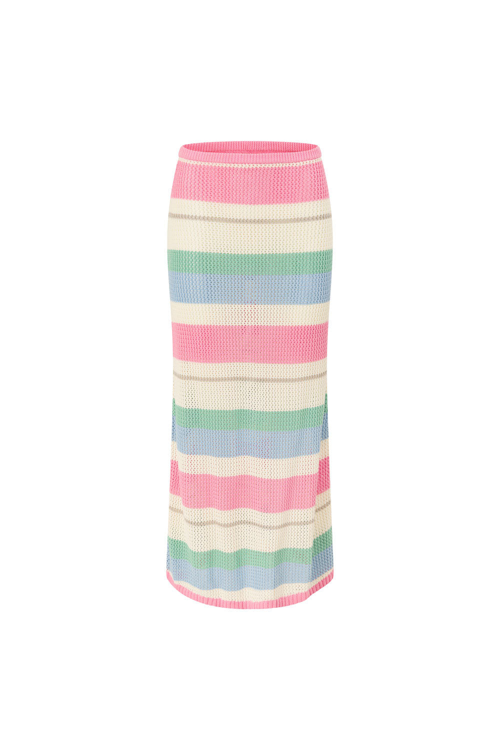 Pastel Stripe Crochet Knit Maxi Damaris Skirt