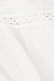 White Lace Button-Up Short Sleeve Lacey Top