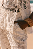 White Embroidered Cutwork Wide Leg Donna Pants