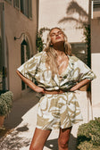 Green Paradisus Floral Print Senoa Shorts