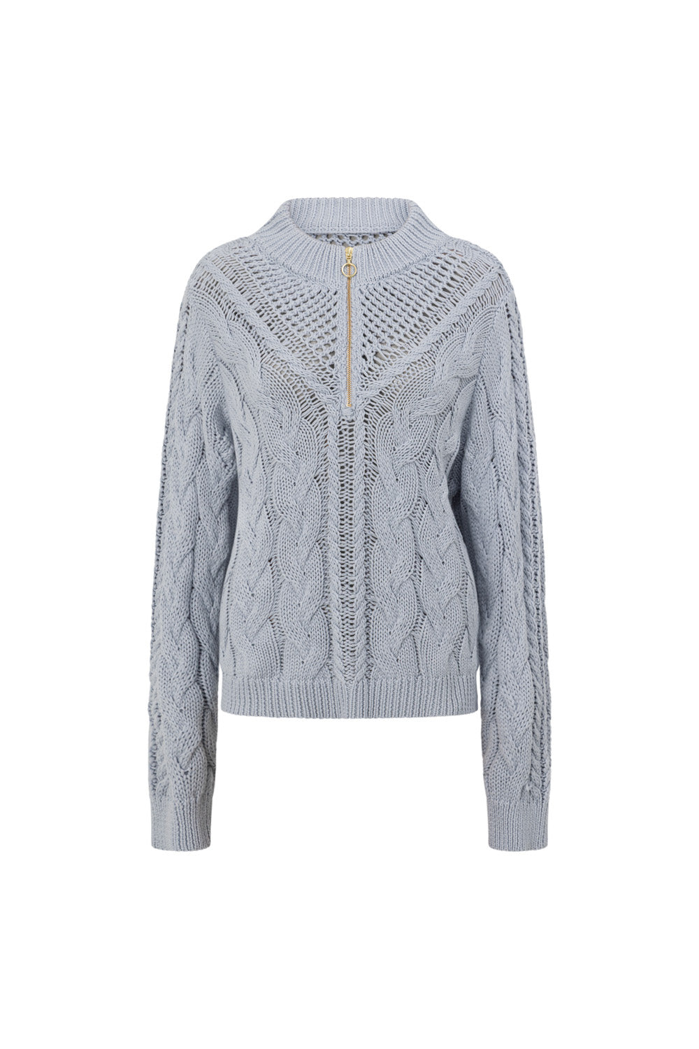 Baby Blue Knit Zip Diara Sweater