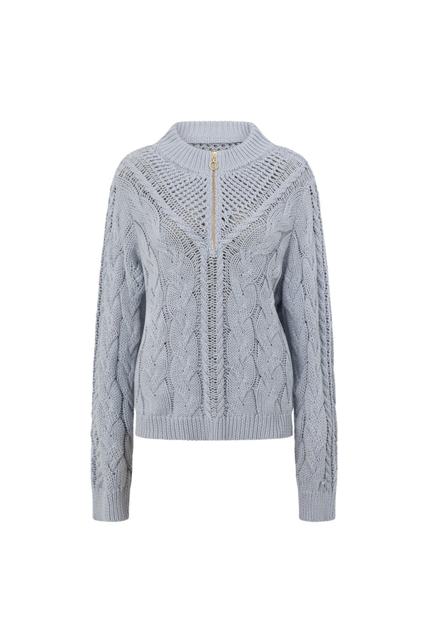Baby Blue Knit Zip Diara Sweater