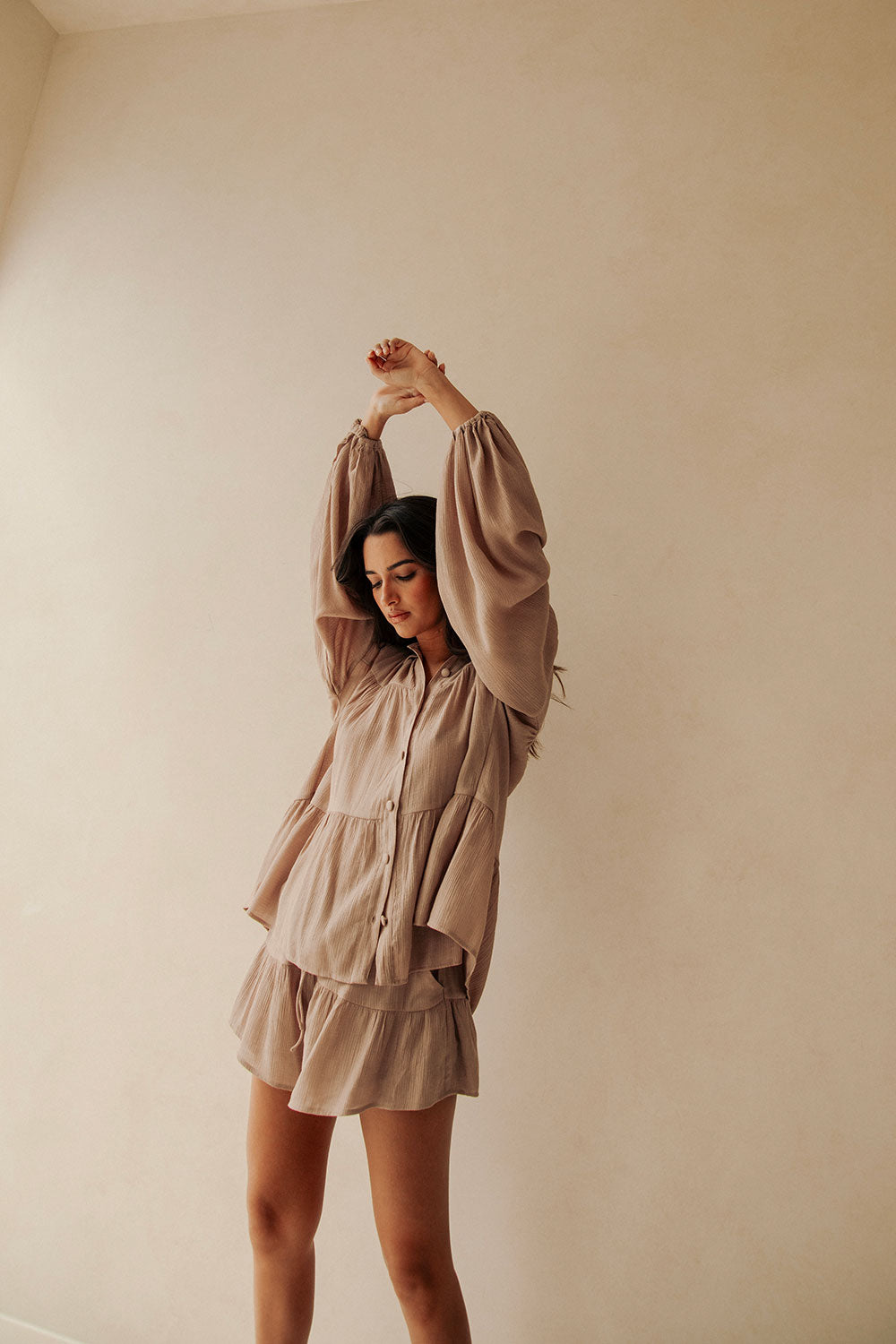 Mushroom Brown Drawstring Panelled Huxley Shorts