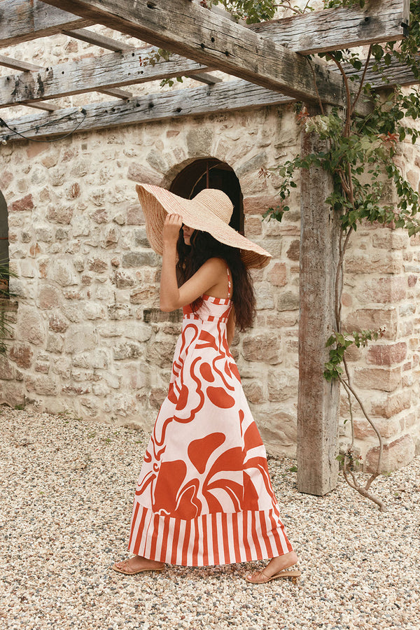 Red and Pink Darling Floral Print Maxi Addy Dress