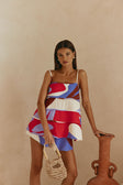 Valley Red Print Strappy Tiered Vian Top