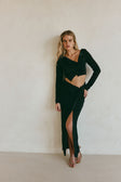Black Button Slit Maxi Indi Skirt