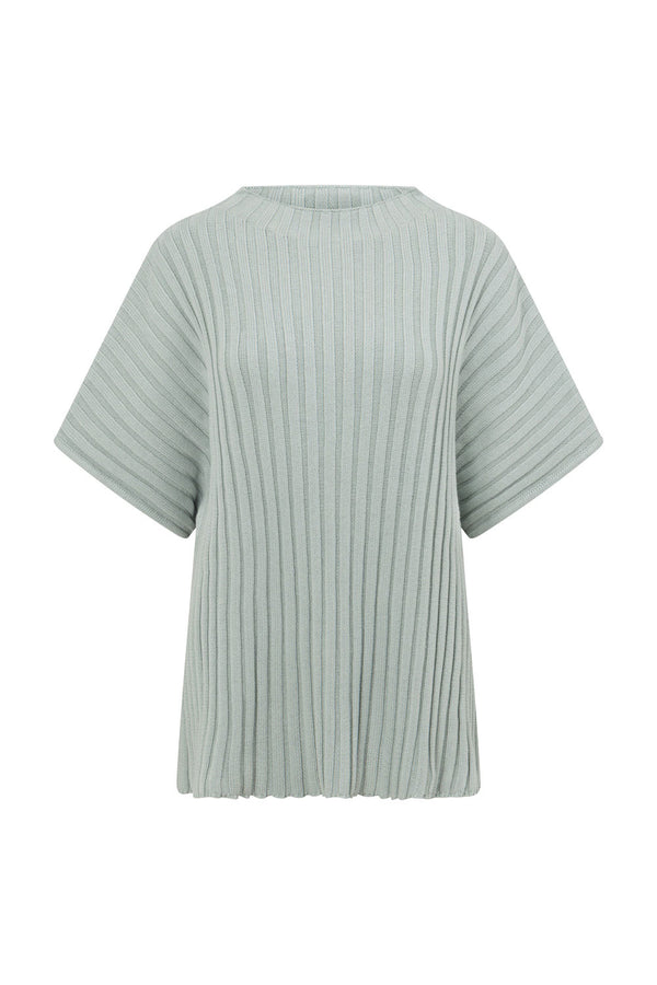 Celine Ribbed Knit Top - Grey