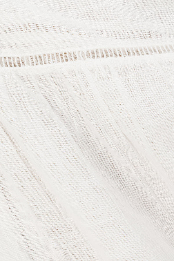 White Cheesecloth Button Up Puff Sleeve Rita Shirt