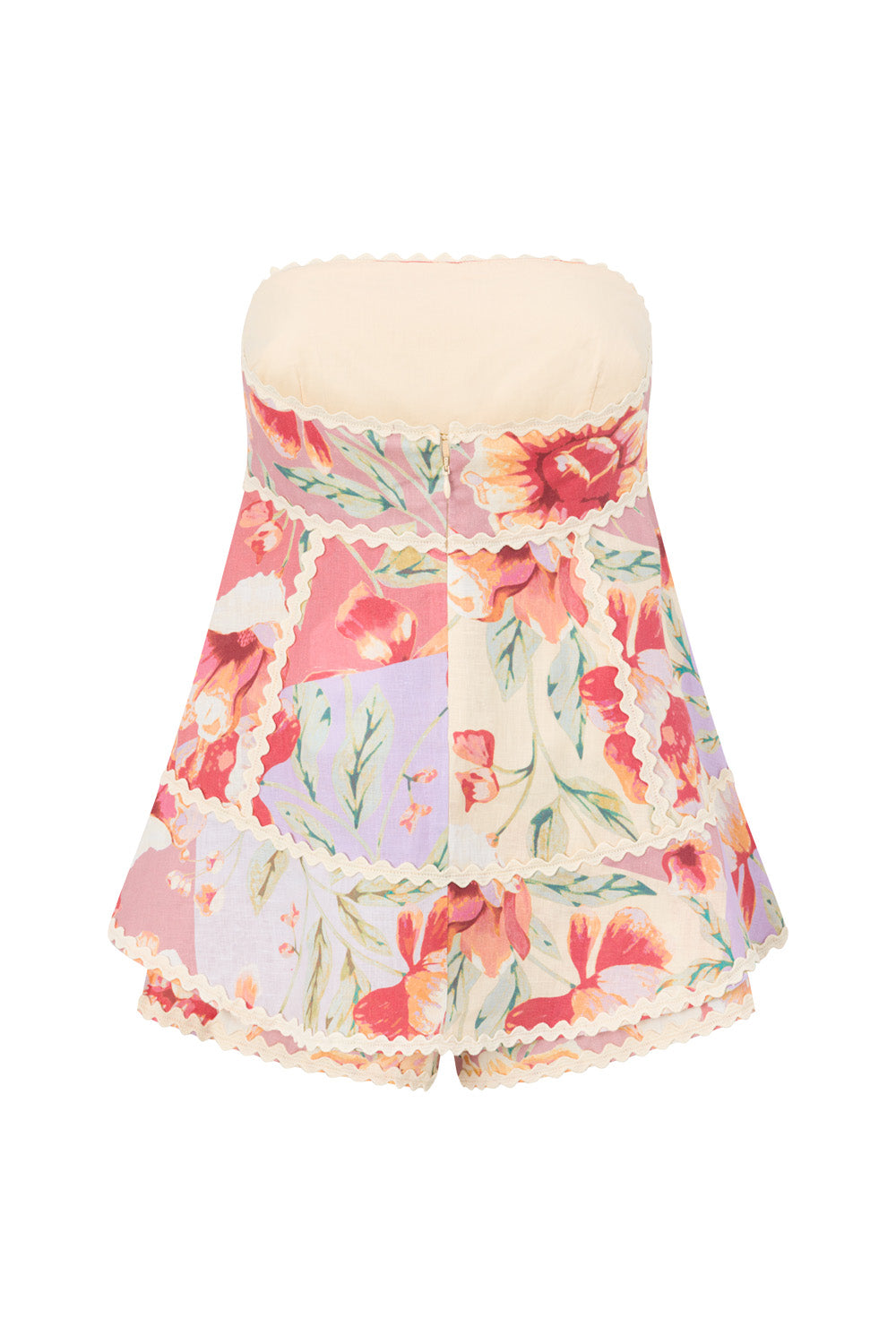 Pink Desert Rose Print Strapless Hera Playsuit
