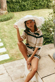 Quinn Short Sleeve Stripe Knit Top - Tan, Beige , Black Stripe