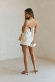 Brown Sable Floral Print Strapless Ria Playsuit
