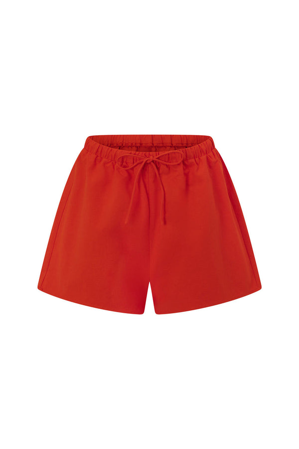 Cherry Red Elastic Drawstring Akel Shorts