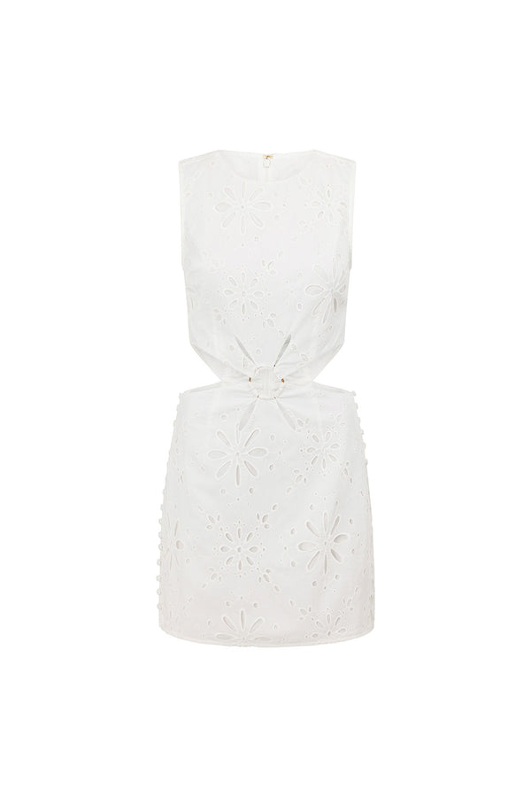 Brigitte Ring Mini Dress - White
