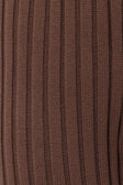 Chocolate Brown Ribbed Knit Short Sleeve Celine Top