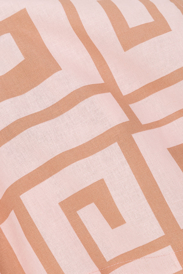 Pink Hellenic Maze Backless V-Neck Halter Mini Alora Dress