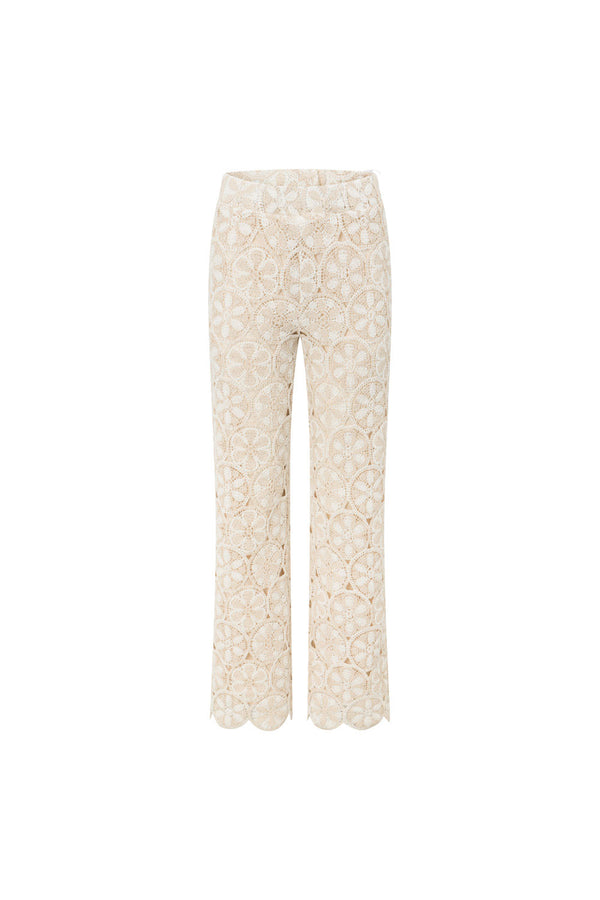 Kalila Crochet Pants - Ivory White Beige