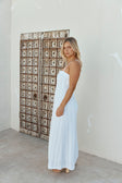 White Crochet Knit Strappy Maxi Trieste Dress