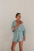 SAMPLE-Mallory Top - Teal Stripe